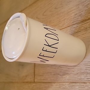 ☕️Rae Dunn WEEKDAY tall ceramic travel mug with lid